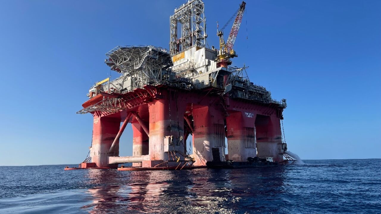 A picture released by France's TotalEnergies shows the drilling rig Transocean Barents which arrived off Lebanon Wednesday to begin gas exploration near the recently demarcated maritime border with Israel