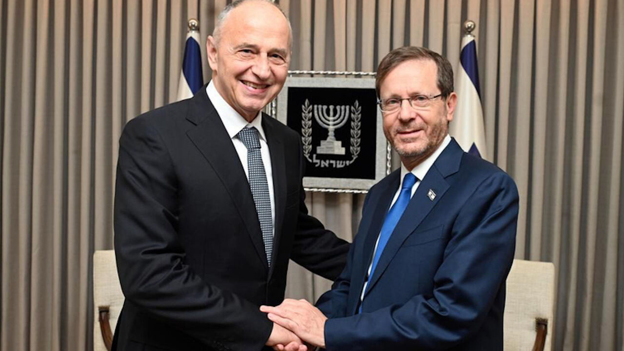 NATO Deputy Secretary General Mircea Geoană meets Israeli President Yitzhak Herzog, Jerusalem, September 7, 2023.