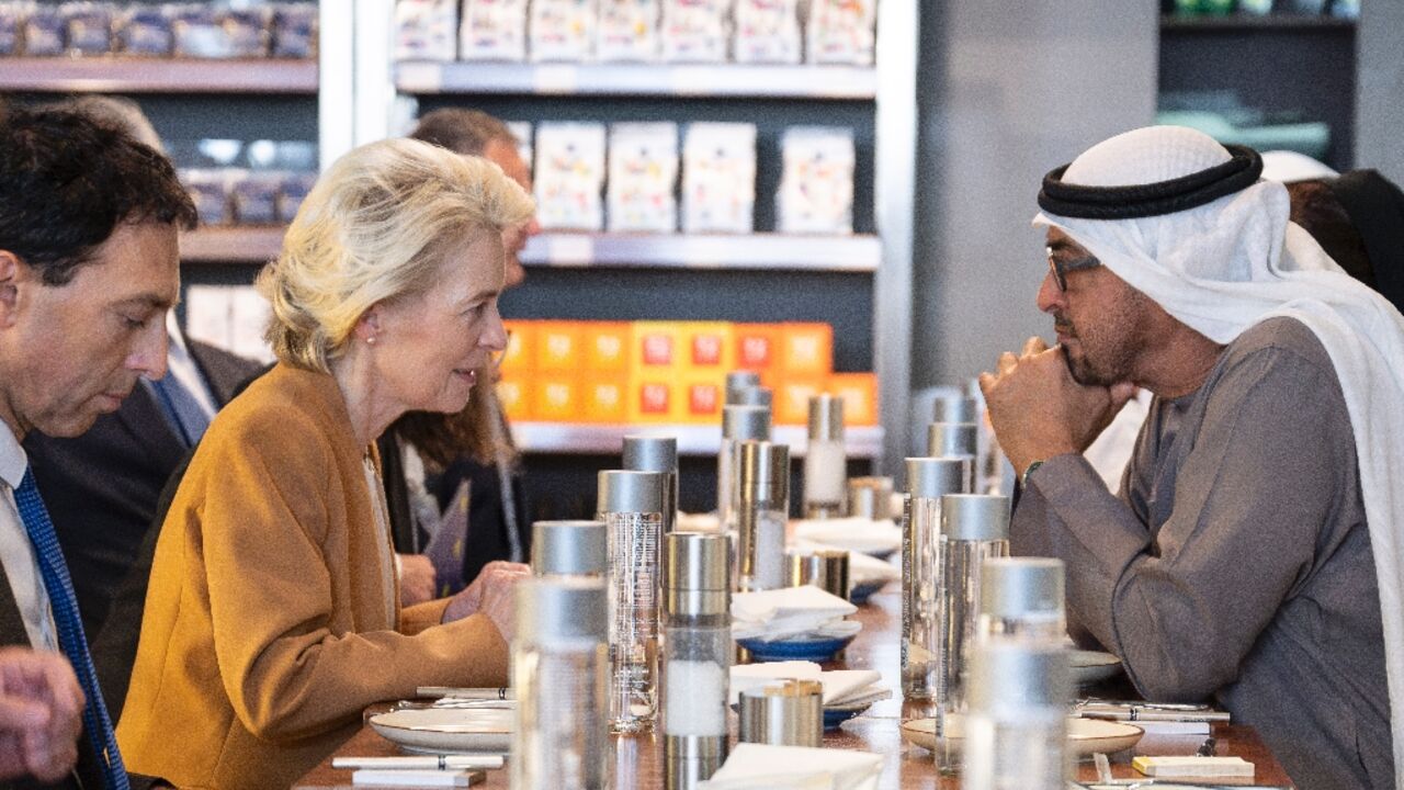 European Union chief Ursula von der Leyen meets United Arab Emirates President Sheikh Mohamed bin Zayed al-Nahyan ahead of COP28 climate talks in Dubai in November-December