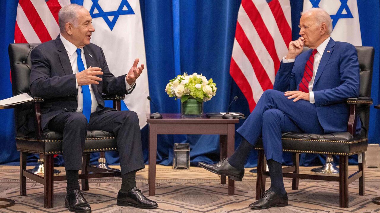 US President Joe Biden meets with Israeli Prime Minister Benjamin Netanyahu on the sidelines of the 78th UN General Assembly meeting in New York City, September 20, 2023.