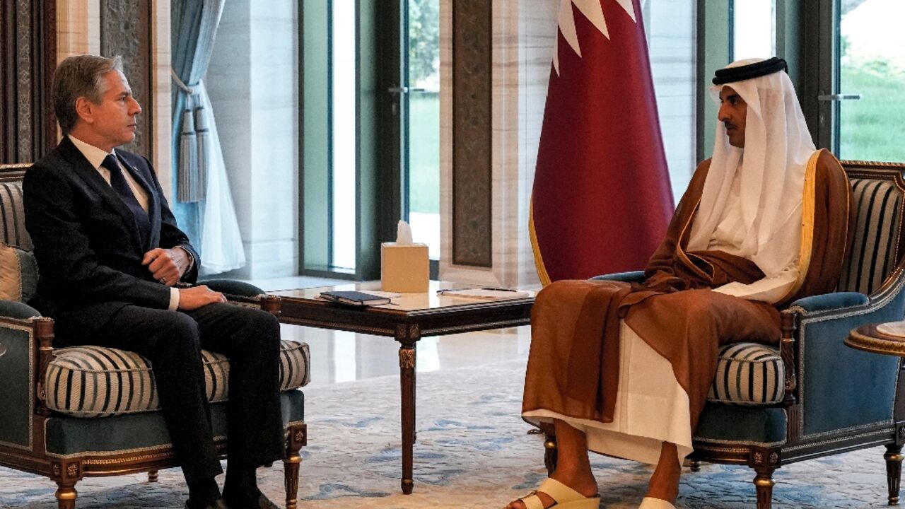 US Secretary of State Antony Blinken meets with Qatar's Emir Sheikh Tamim bin Hamad al-Thani