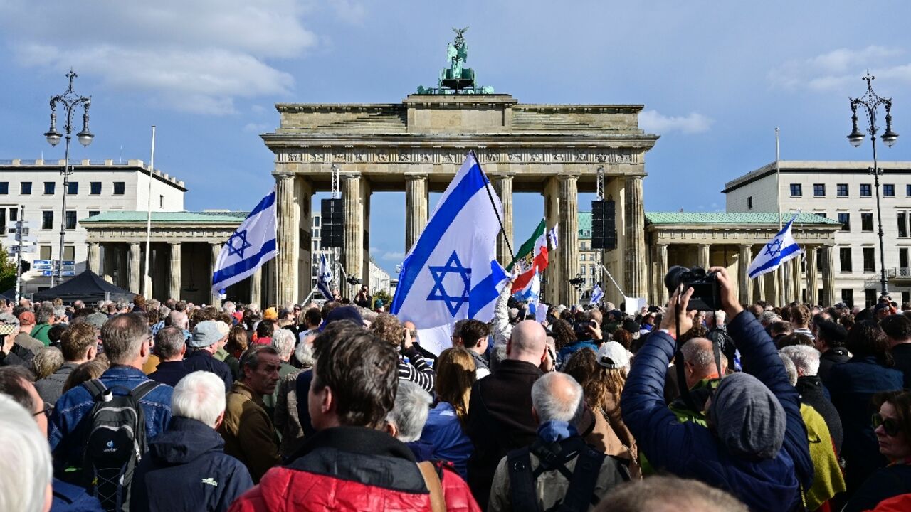 'Every single attack on Jews, on Jewish institutions, is a disgrace for Germany,' President Frank-Walter Steinmeier told the crowd in Berlin