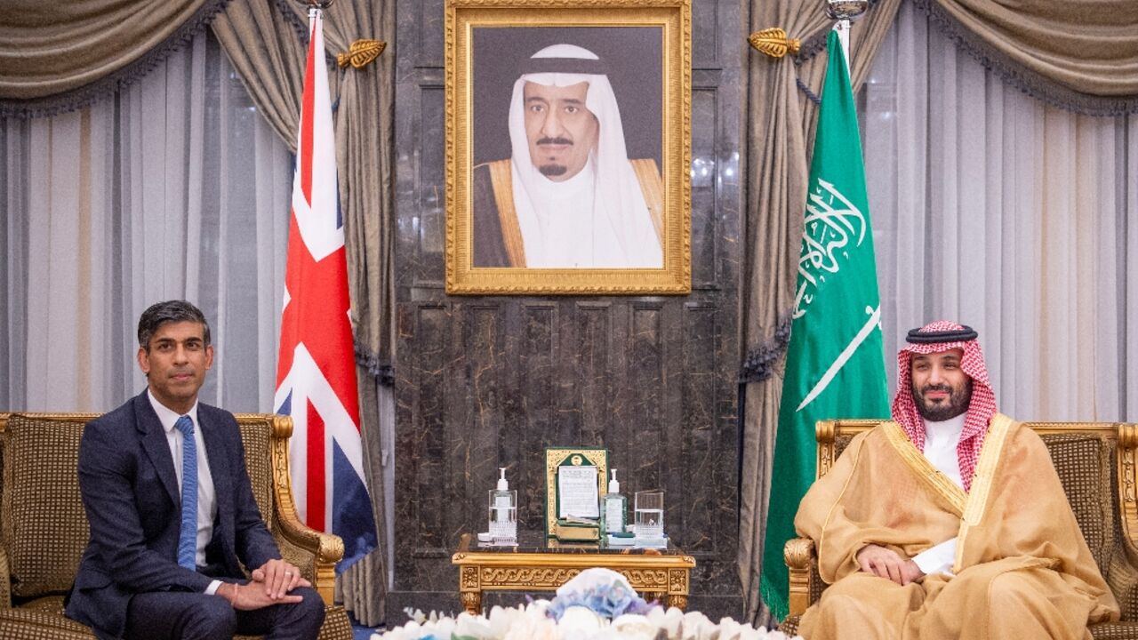 Saudi Arabia's de facto leader, Crown Prince Mohammed bin Salman, hosts talks with British Prime Minister Rishi Sunak in the capital Riyadh