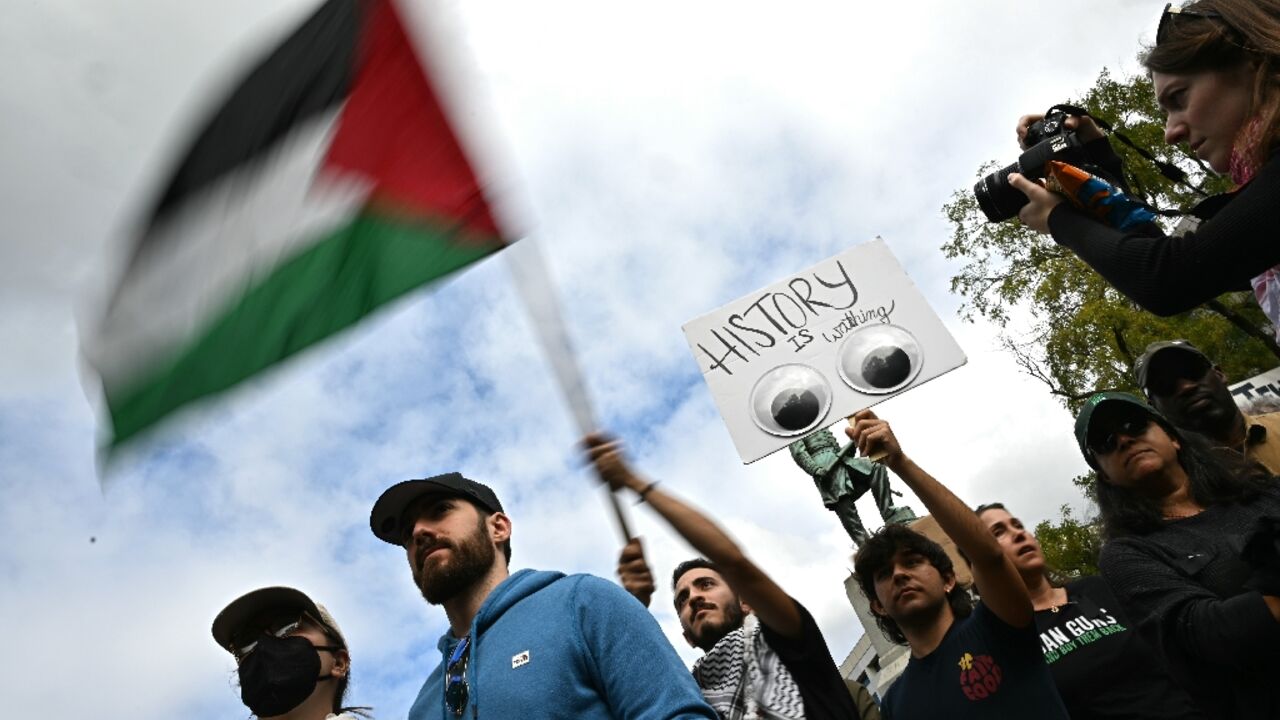 Demonstration organized by Jewish Americans in support of Palestinians and for a ceasefire in October 2023 in Washington, DC