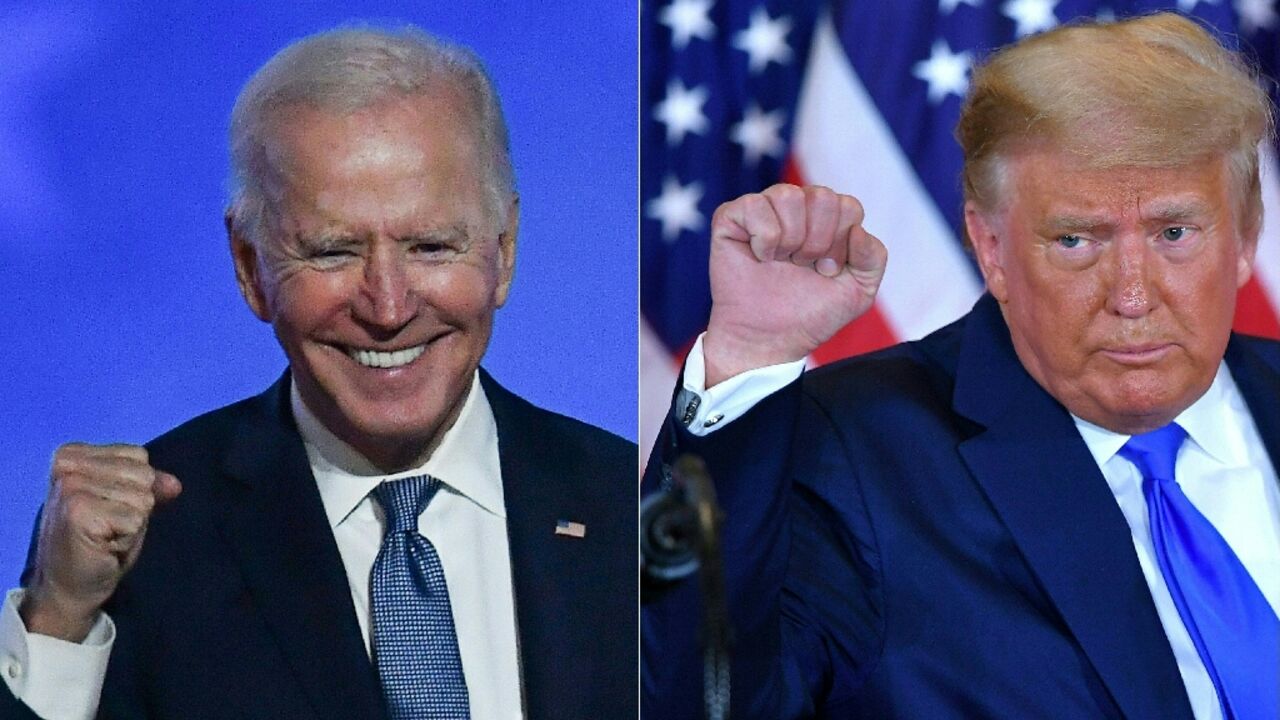 President Joe Biden (left) said there was "never" a right time for Donald Trump to praise terrorists