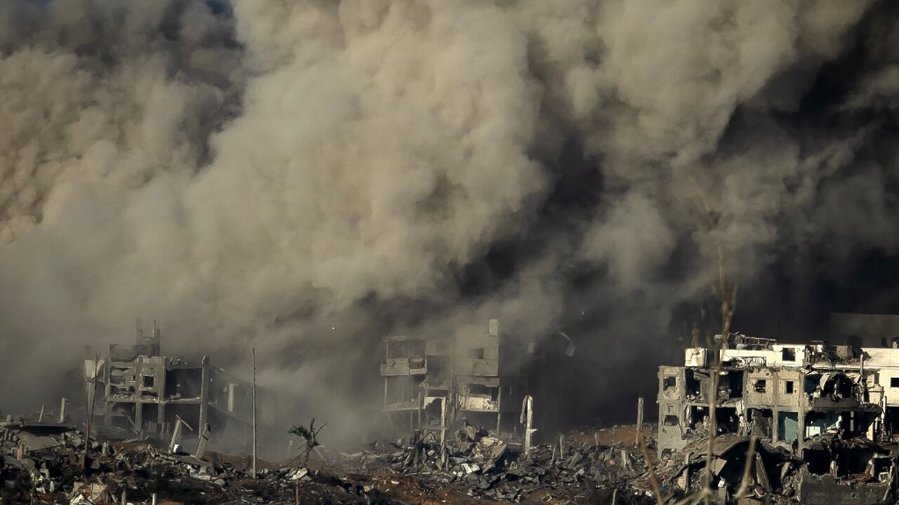 Smoke rises during an Israeli military bombardment of the northern Gaza Strip on November 15, 2023, amid the ongoing battles between Israel and the Palestinian group Hamas. 