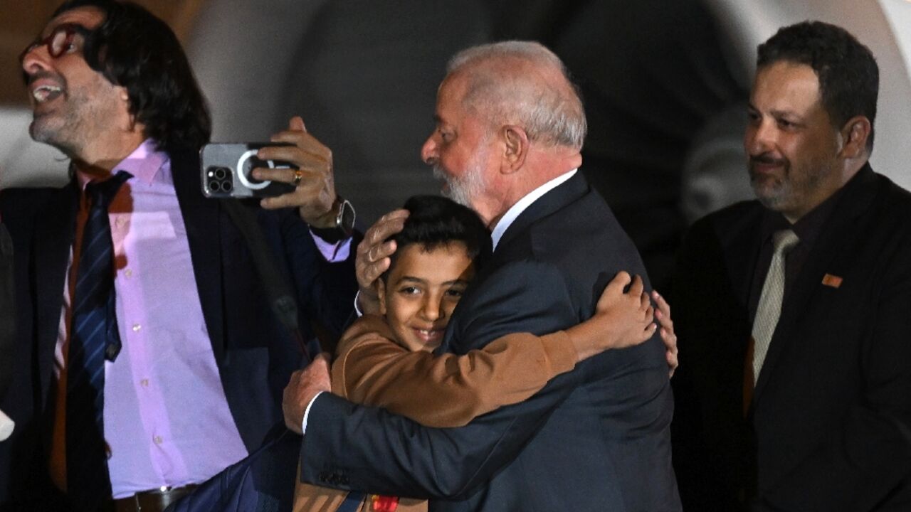 Brazilian President Luiz Inacio Lula da Silva welcomes Brazilians and Palestinians returning from the Gaza Strip