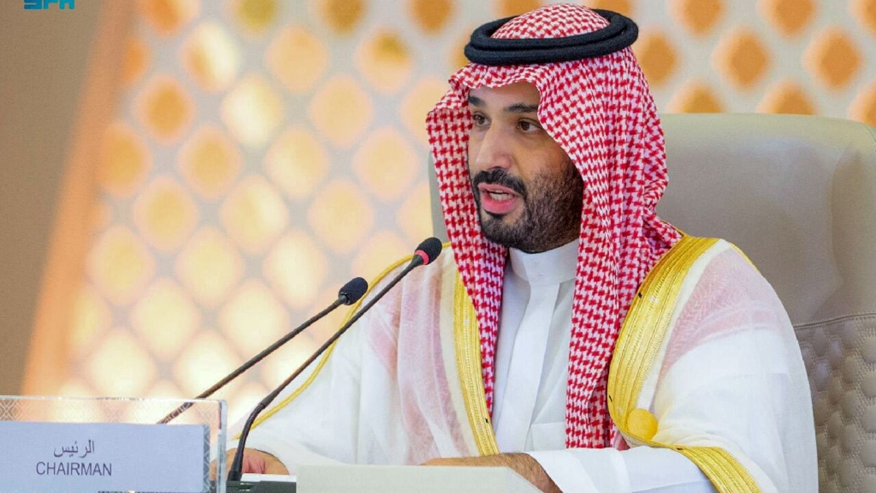 Saudi Arabia's de facto ruler, Crown Prince Mohammed bin Salman, addressing the Arab League summit in Jeddah in May