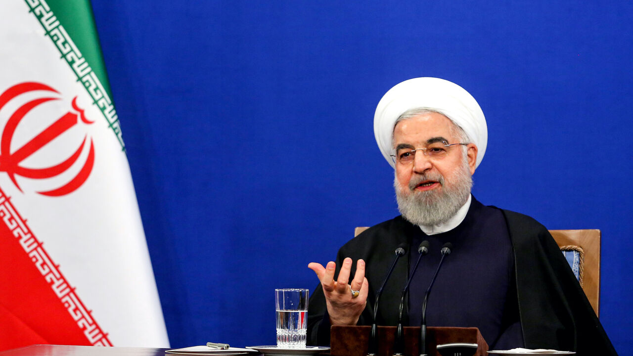 Iranian President Hassan Rouhani speaks during a news conference in the capital Tehran, on Feb. 16, 2020. 