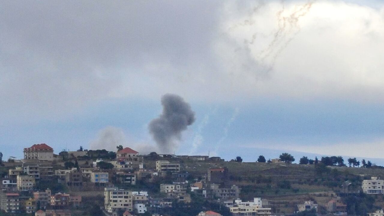 Smoke billows over the south Lebanon village of Khiam after an Israeli bombardment