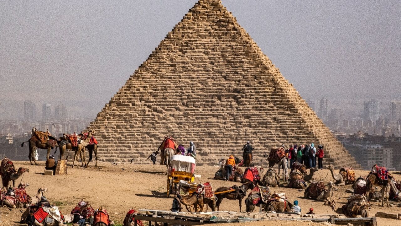 The Menkaure pyramid, pictured in February 2023, was originally encased in granite but over time lost part of its covering