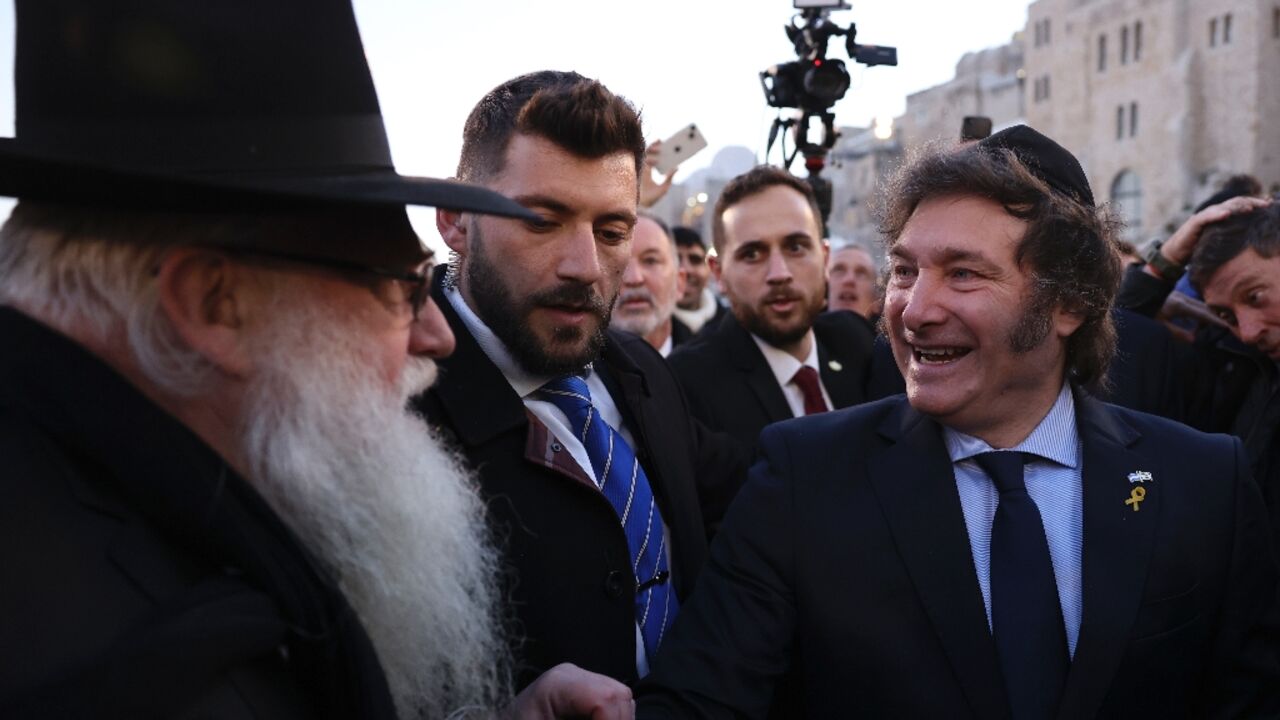 Argentina's President Javier Milei visited the Western Wall in Jerusalem -- the holiest place Jews can pray