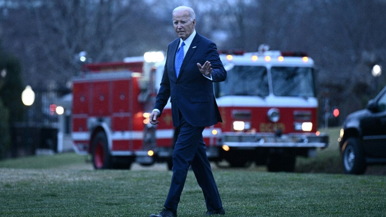 US President Joe Biden walks to Marine One at the White House on February 9, 2024