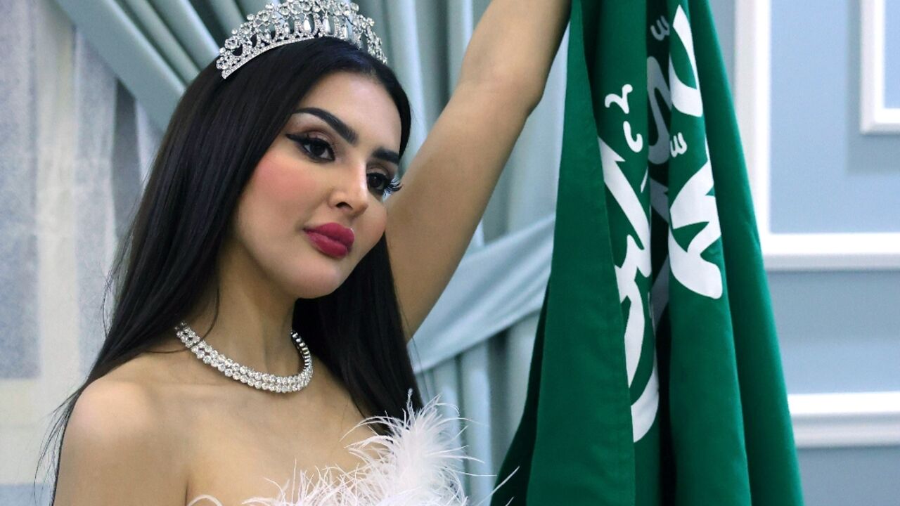 Saudi model Rumy Al-Qahtani poses for a picture during an interview with AFP at her home in Riyadh