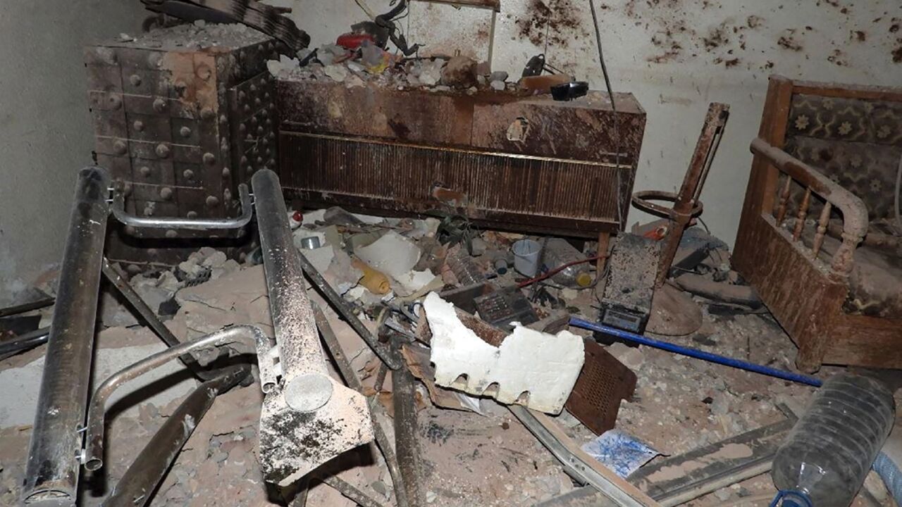 A Syrian Arab News Agency photograph of damage inside an apartment in Baniyas following what the defence ministry said was an Israeli air strike