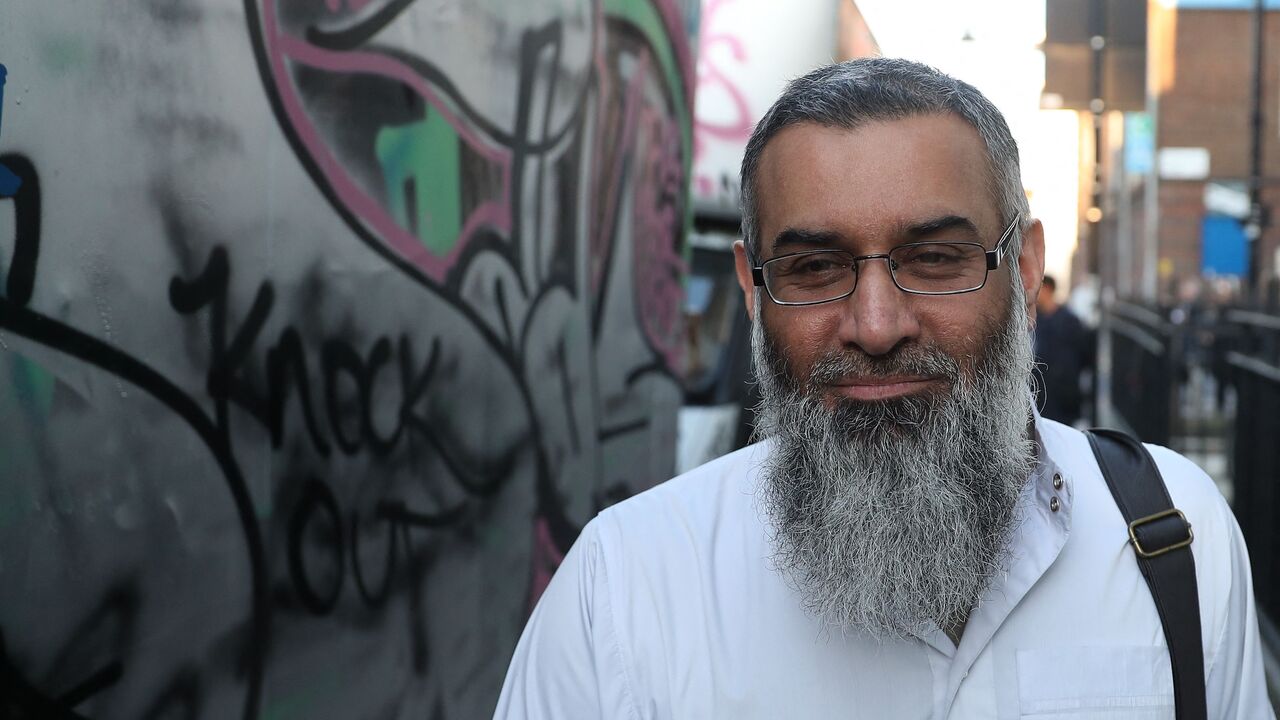 Radical cleric Anjem Choudary is seen leaving a probation hostel in London on Oct. 19, 2018, following his release from prison. 
