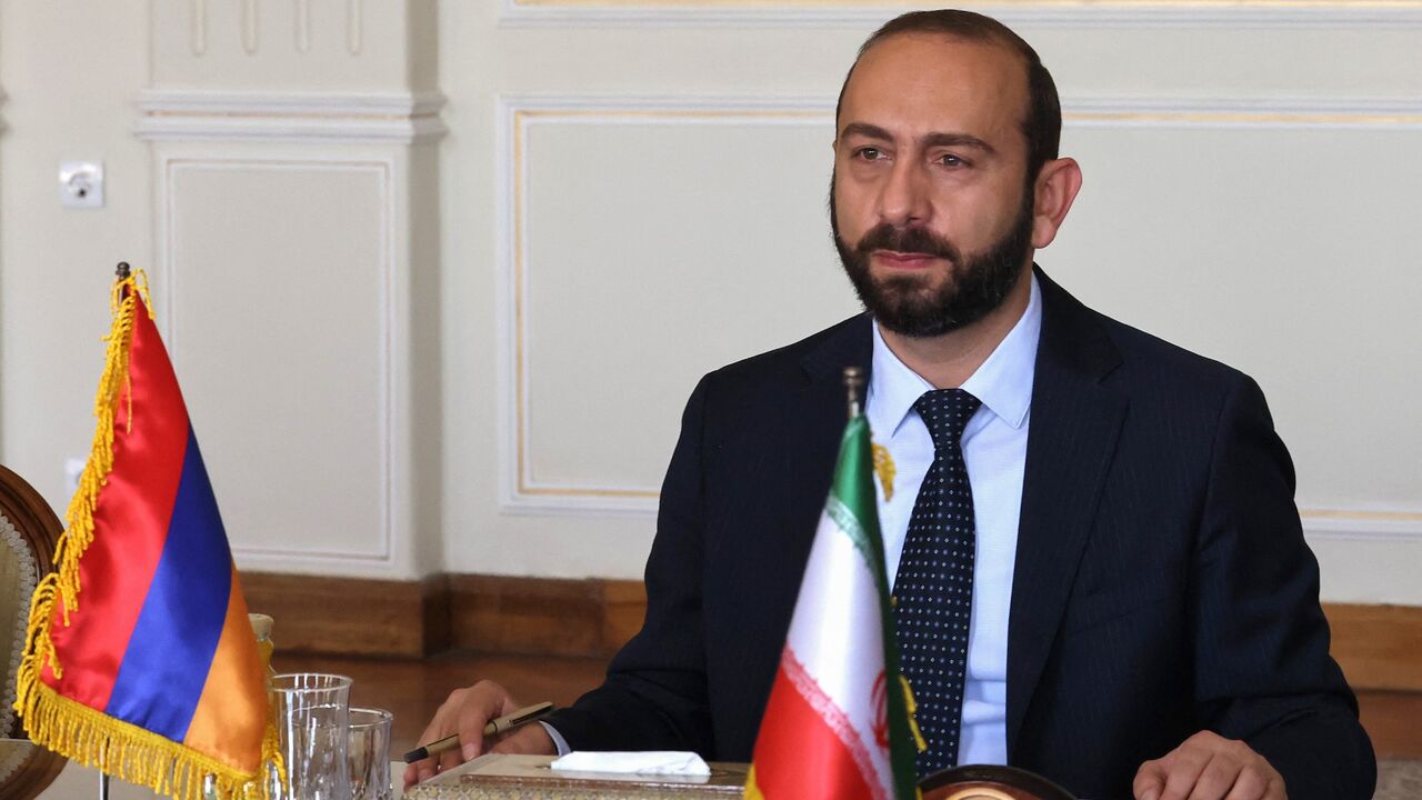 Armenia's foreign minister, Ararat Mirzoyan, meets with his counterpart from Iran in Tehran on July 24, 2023. 
