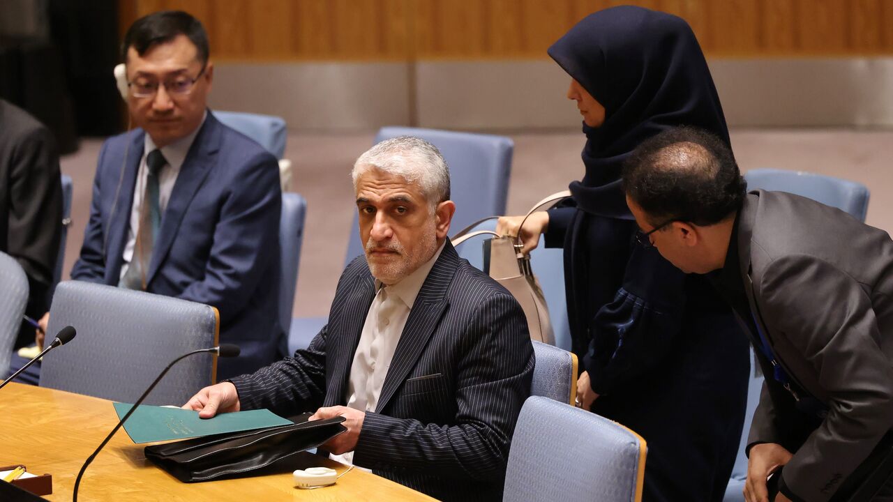 Saied Iravani, Iranian ambassador to the UN, attends a UN Security Council meeting on the situation in the Middle East, including the Palestinian question, at UN Headquarters on July 31, 2024, in New York City. 