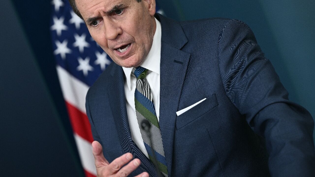 US National Security Council (NSC) spokesman John Kirby speaks during the daily press briefing in the Brady Press Briefing Room of the White House in Washington, DC, on July 31, 2024.