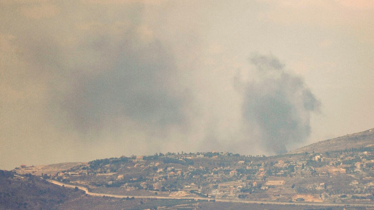 Seen from northern Israel, smoke billows during Israeli bombardment in southern Lebanon, amid ongoing cross-border exchanges of fire as fears of wider war grow
