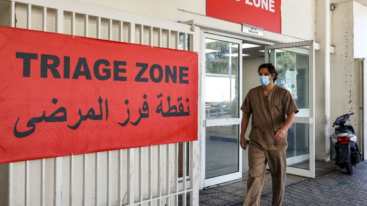 A nurse arrives for training at Rafik Hariri Hospital in Beirut