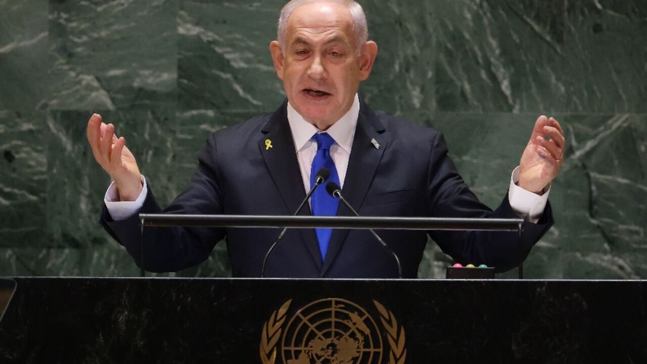 Israeli Prime Minister Benjamin Netanyahu faced a largely hostile audience at the UN General Assembly Friday but the killing of one of Israel's top foes in an air strike just hours later shored up his domestic standing