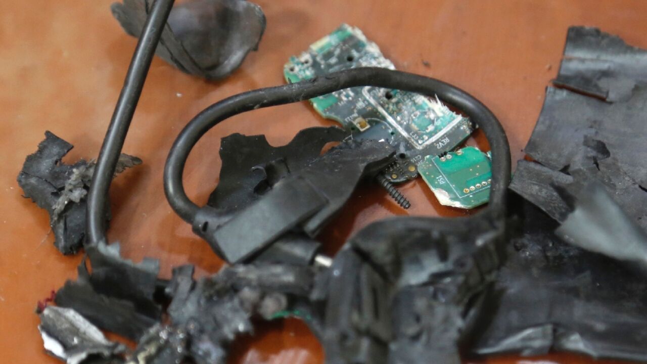 The remains of exploded Hezbollah pagers