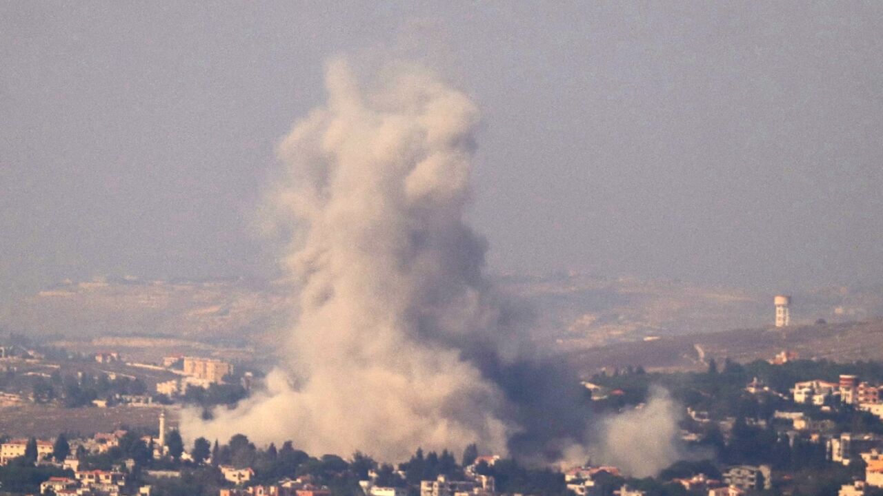 An Israeli air strike on the southern Lebanese village of Kfar Tibnit