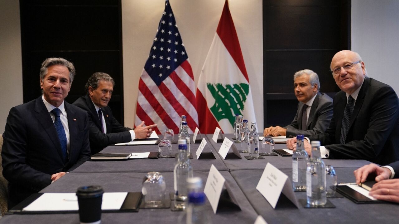 US Secretary of State Antony Blinken and Lebanon's Prime Minister Najib Mikati met in London