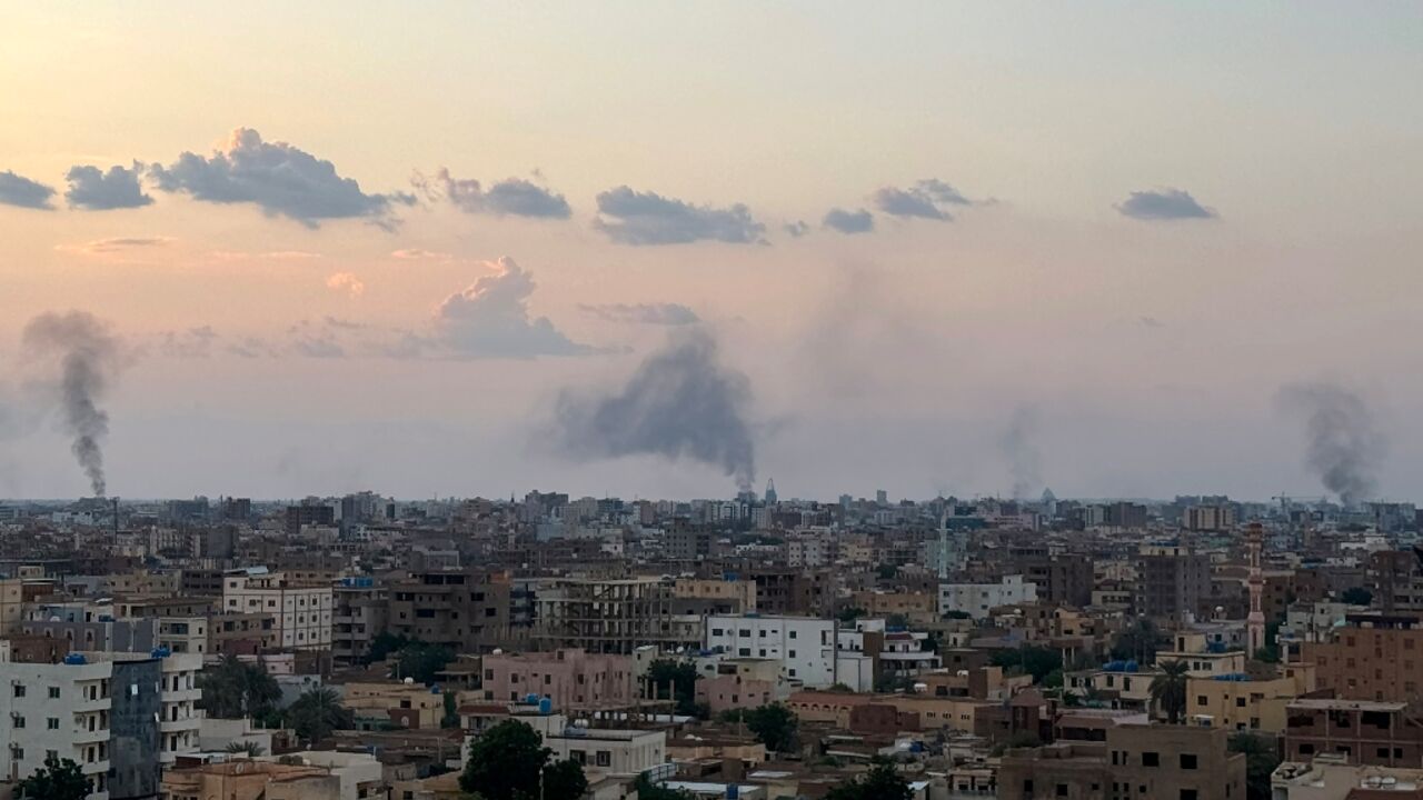 Smoke billows during air strikes in central Khartoum as the Sudanese Armed Forces attack positions held by the paramilitary Rapid Support Forces (RSF) throughout the Sudanese capital, about 18 months into their civil war