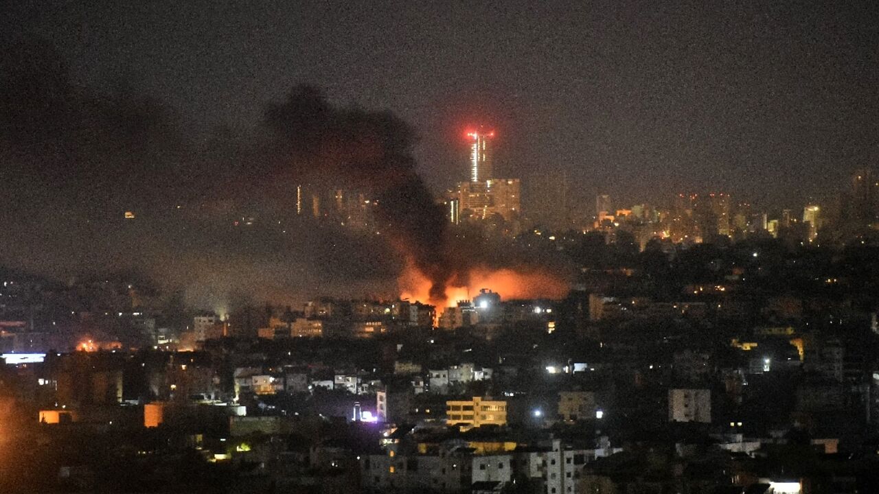 AFP footage showed orange plumes of smoke rising over the densely populated suburb in Hezbollah's main bastion of south Beirut