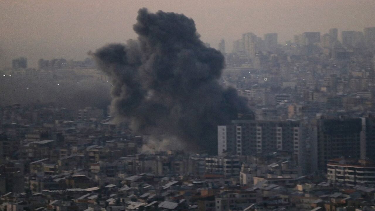 Smoke rises after an Israeli air strike on Beirut's southern suburbs