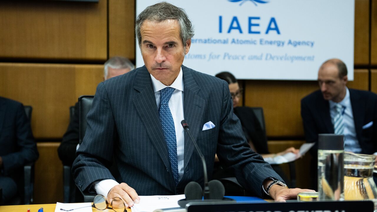 Rafael Grossi, director general of the International Atomic Energy Agency, arrives for a meeting of the board of governors at IAEA headquarters on Sept. 11, 2023, in Vienna, Austria.