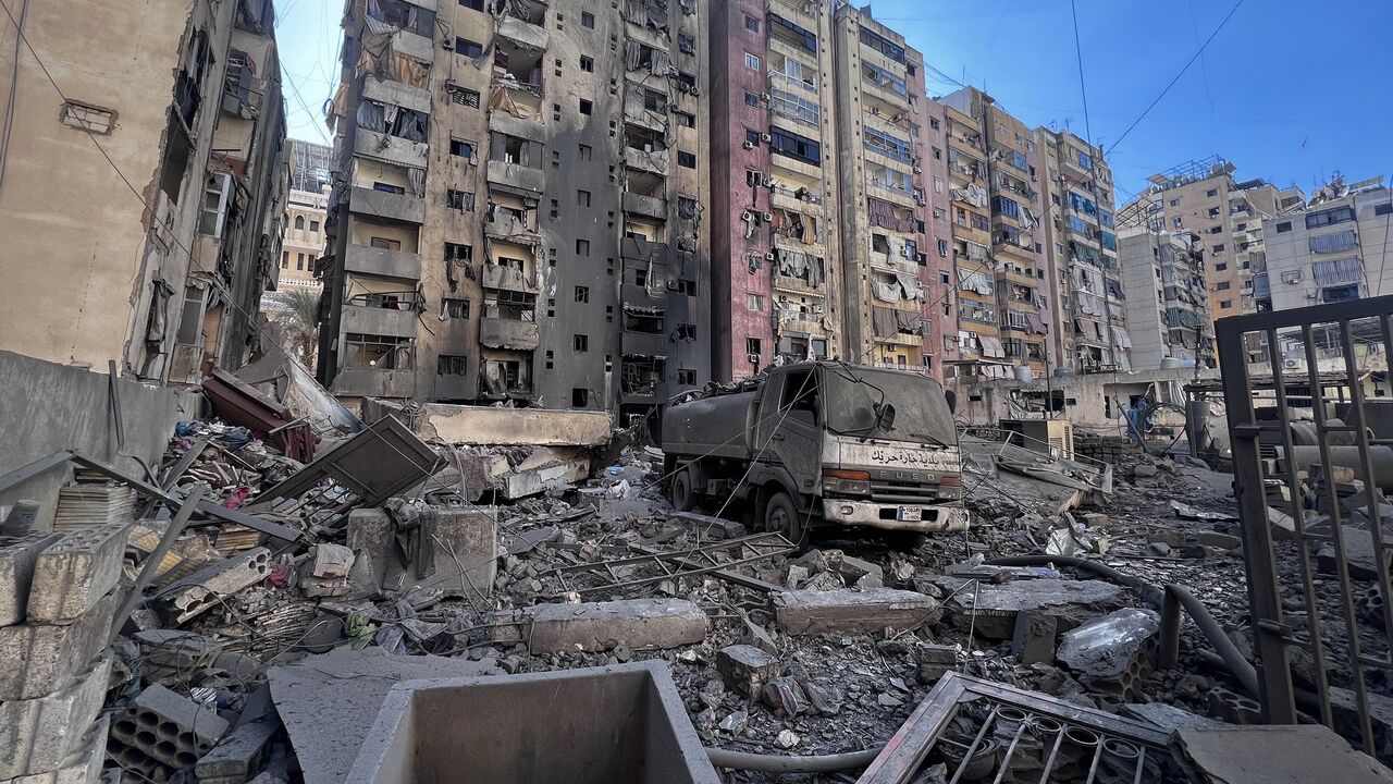 Destroyed and damaged buildings after an Israeli airstrike on the Ruwais neighborhood in Beirut's southern suburbs, Oct. 23, 2024.