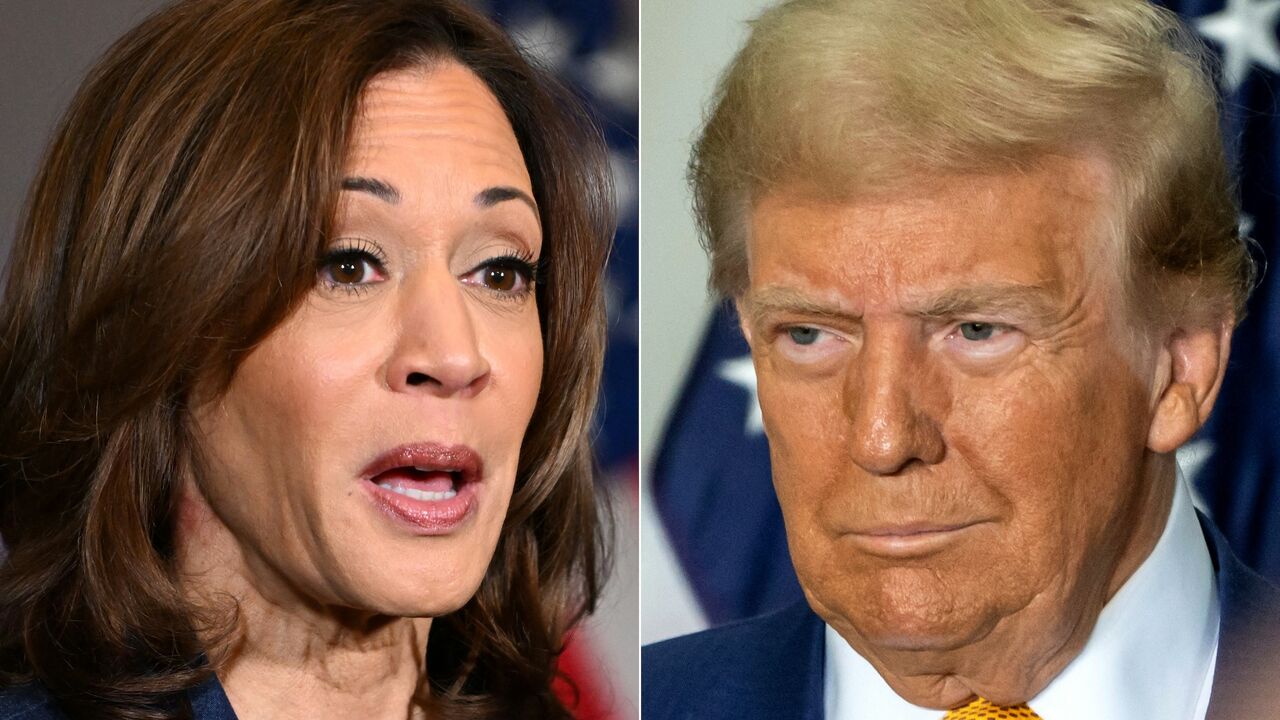 This picture, created on Oct. 25, 2024, shows US Vice President and Democratic Presidential candidate Kamala Harris in Houston, Texas, on Oct. 25, 2024, and former US President and Republican presidential candidate Donald Trump in East Del Valle, Austin, Texas, on Oct. 25, 2024.