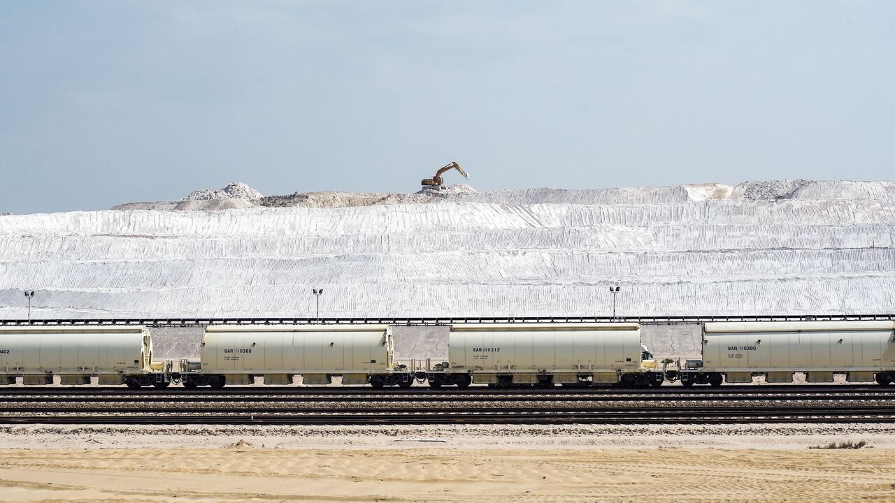 A picture taken on Nov. 23, 2016, shows a phosphate rock production site at the Maaden Aluminium Factory in Ras Al-Khair Industrial area near Jubail City, 570 kms east of the Saudi capital Riyadh.