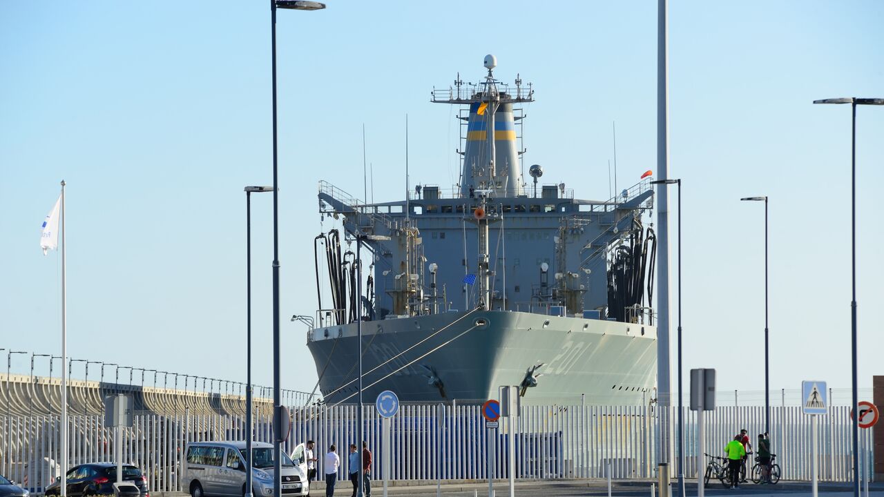 A military corvette in the port of Malaga, Spain, March 4, 2020.