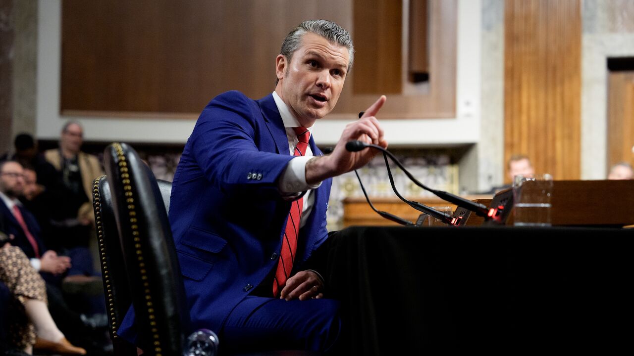 US President-elect Donald Trump's nominee for secretary of defense, Pete Hegseth, speaks during a Senate Armed Services confirmation hearing on Capitol Hill on Jan. 14, 2025, in Washington, DC.