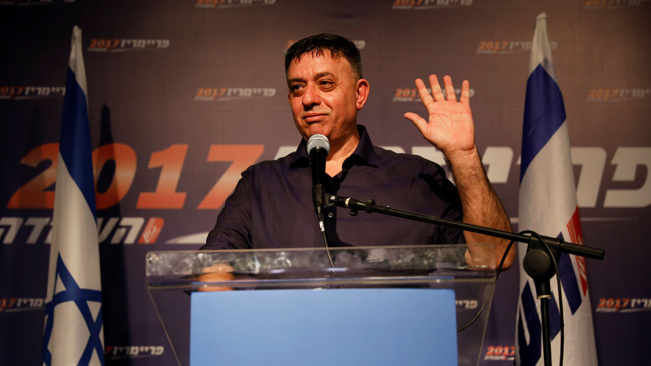 Avi Gabbai, the new leader of Israel's centre-left Labour party, gestures as he delivers his victory speech after winning the Labour party primary runoff, at an event in Tel Aviv, Israel July 10, 2017. REUTERS/Amir Cohen - RC1780888D30