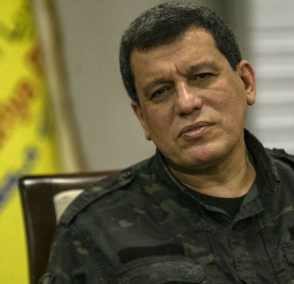 Syrian Democratic Forces commander-in-chief Mazloum Abdi speaks during an interview with AFP in Syria's northeastern city of Hasakeh on Oct. 26, 2024. 