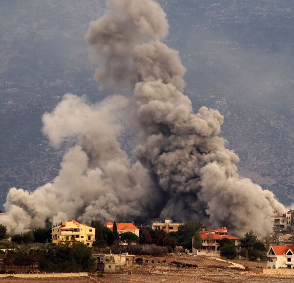 Smoke rises from the site of an Israeli airstrike that targeted the southern Lebanese border village of Khiam on Nov. 20, 2024, amid the ongoing war between Israel and Hezbollah. 