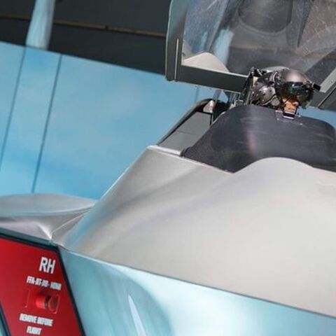 A model of the Tempest fighter jet, which is hoped to be manufactured by 2035.