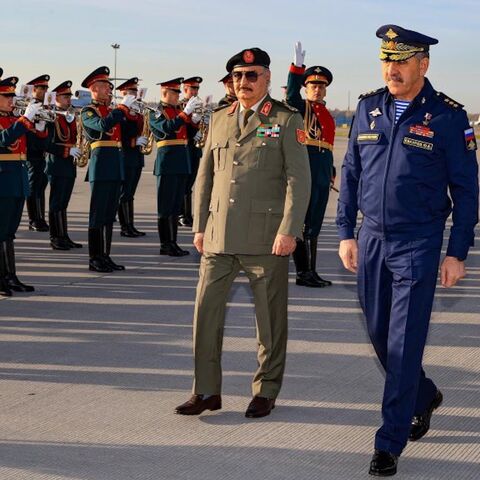 General Commander of the Libyan National Army (LNA) Khalifa Hifter (L).
