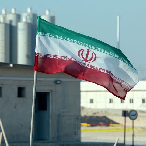 A picture taken on Nov. 10, 2019, shows an Iranian flag in Iran's Bushehr nuclear power plant.