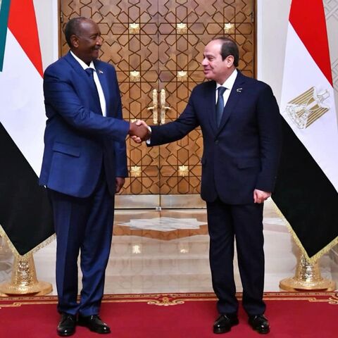 Egyptian President Abdel Fattah al-Sisi (R) hosts Gen. Abdel Fattah al-Burhan of Sudan, in Cairo, Feb. 29, 2024.