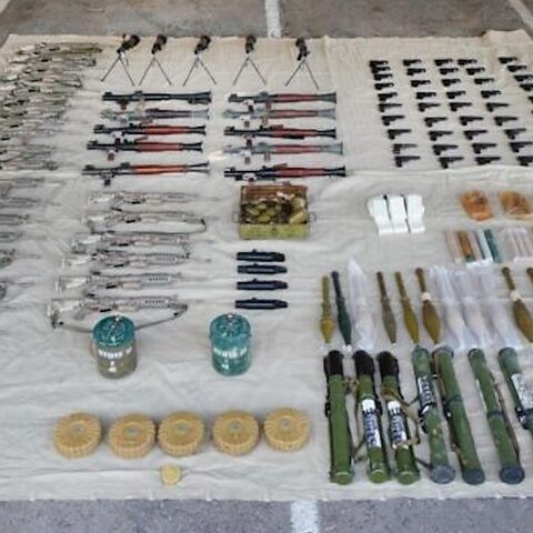 Iranian weapons smuggled into the West Bank captured by Israeli forces, in a handout image published March 25, 2024. 