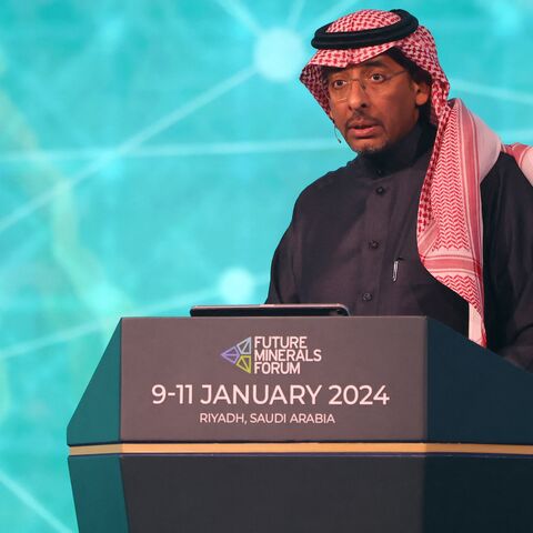 Saudi Mining and Industry Minister Bandar Al-Khorayef addresses the Future Mineral Forum in Riyadh on Jan. 10, 2024.