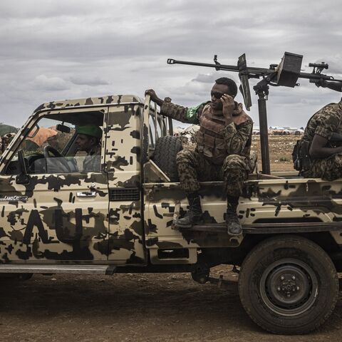 Troops from the Ethiopian African Union Mission to Somalia on patrol, in Baidoa, Somalia, Sept. 3, 2022.