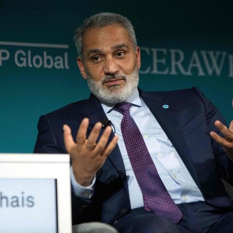 Haitham al-Ghais, secretary general of OPEC, speaks with Carlos Pascual during CERAWeek by S&P Global in Houston, Texas on March 7, 2023.