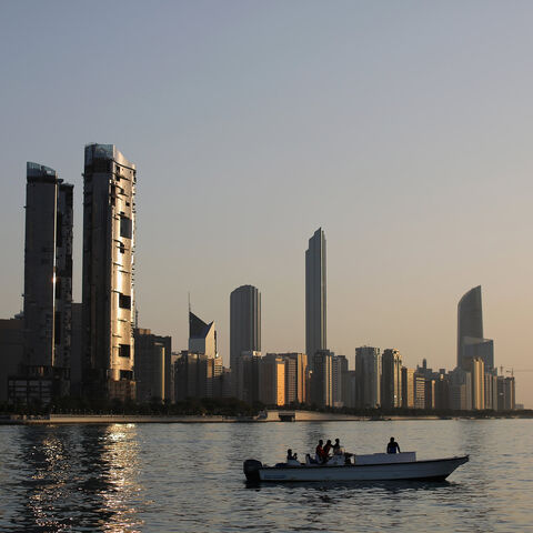 A general view of the city skyline at sunset from Dhow Harbour, Abu Dhabi, United Arab Emirates, Feb. 5, 2015.